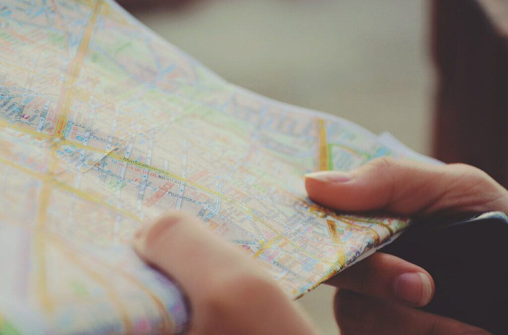 map, navigation, hands